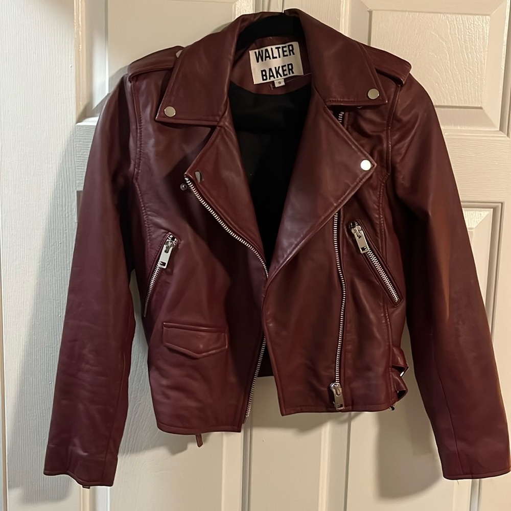 Walter baker burgendy leather jacket moto